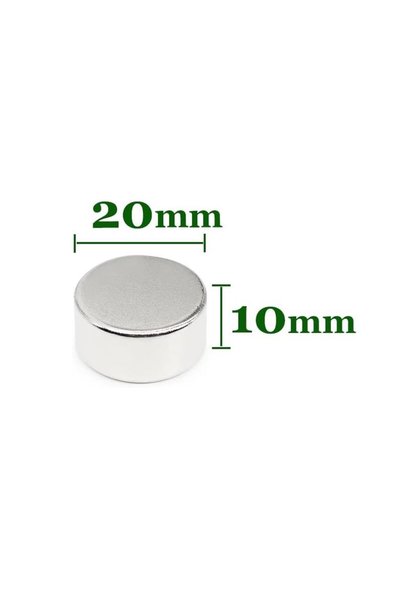 Hdg Çap: 20x10 mm Yuvarlak Neodyum Mıknatıs Magnet - 1 adet Çok Güçlü