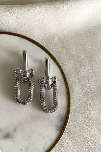 gaila design Zircon Stone Silver Color Tiffany Earrings