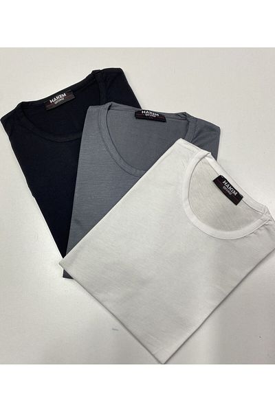 Hakem triko Tricou din bumbac pieptănat, 100% bumbac, 3 piese, negru, afumat, alb