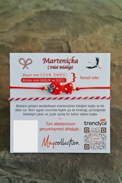 maycollection Kırmızı Murano Cam Balık Kırmızı Beyaz Marteniçka İkili İp Bile...