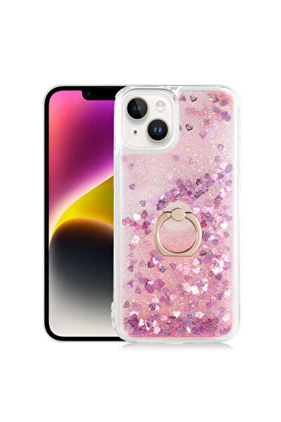 Teleplus iPhone 15 Plus Kılıf Milce Sulu Yüzüklü Silikon Arka Kapak Pembe