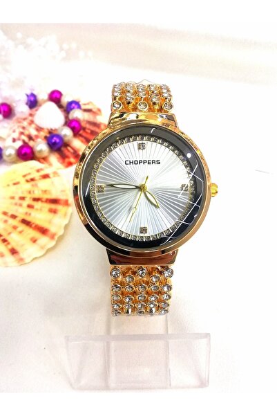 Choppers Yuvarlak İçi Sade Taşlı Kordon Hediyelik Kol Saat
