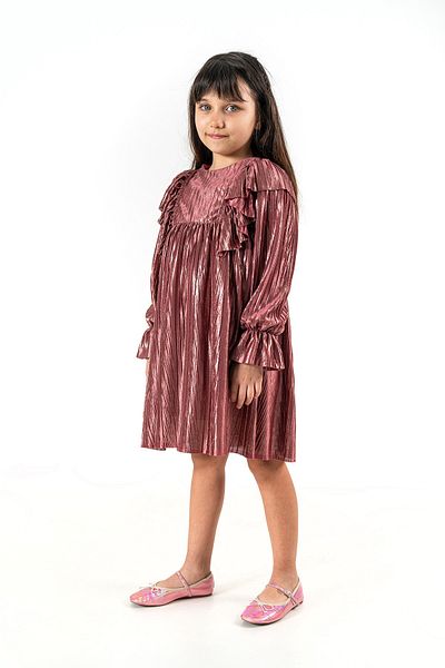 DFN ROCHIE PLEATĂ PIELE CU MÂNECĂ LUNGĂ