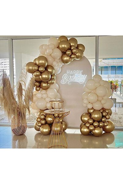 Çemrek Süs Parti Retro white gold krom balon zinciri seti 100 lü