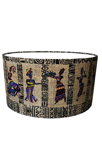 TEKAY AYDINLATMA Afrikalı kız lambader başlığı  38 çap hasır desenli kumaş