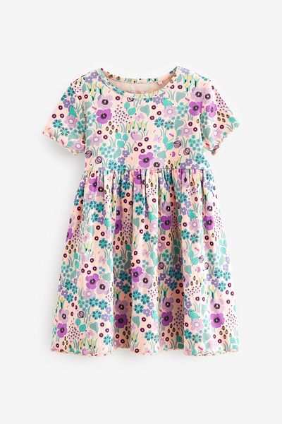Next Baby 100% Cotton Leylar Purple Floral Dress