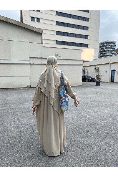 SAVANNAHSTAR Suit Hijab Modern Abaya Balloon Sleeve Extra Loose Chiffon Souffle Shawl Ready with Veil