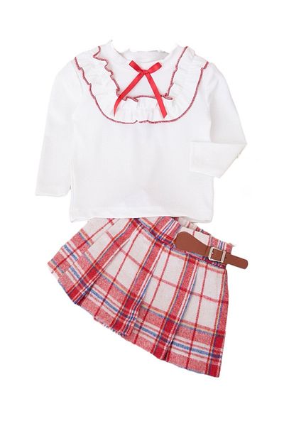 SANTRALBEBE Girl's Plaid Frilly Shorts Skirt Set