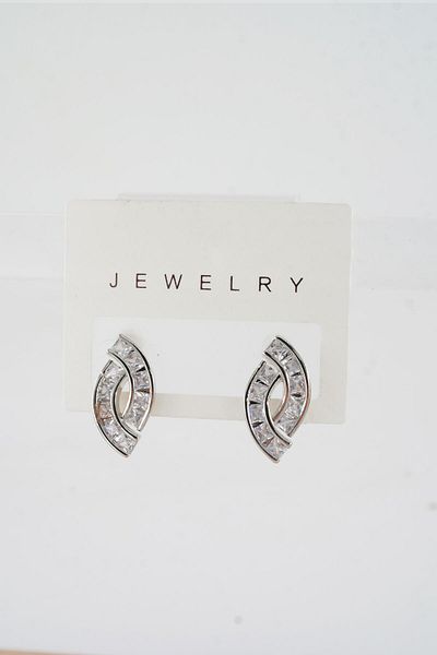 By Zeyna Aksesuar Women's Special Design Zircon Stone 2-Piece Minimal Earrings