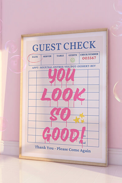 Vinca Prints A3 Guest Check Poster, Estetik Duvar Posteri, Ev Duvar Dekoru, Estetik Poster, Çerçevesiz Poster,