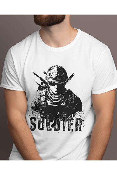 AEMİ Unisex majica vojnika Soldier Štampano Oversize kroj 100% pamuk T-shirt
