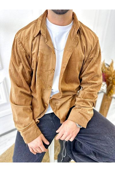 elkumoda Πουκάμισο Oversize Κοτλέ πουκάμισο