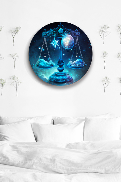 Nod Diagramă de perete astrologie Balanță, simbol zodiacal, pictură elegantă din lemn Mdf, acasă, birou, decorare perete