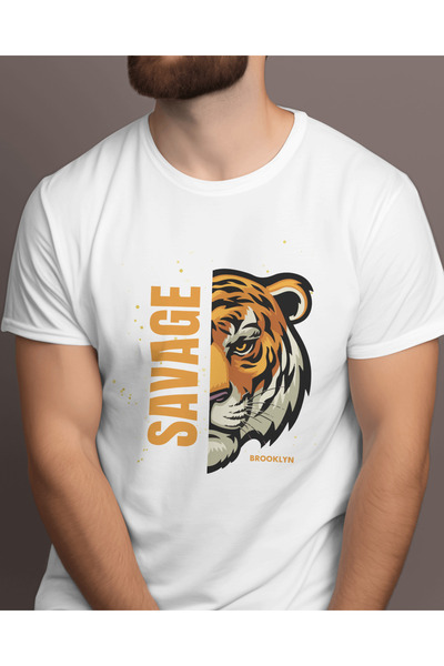 AEMİ Savage Brooklyn Štampano majica unisex Oversize kroj 100% pamuk T-shirt