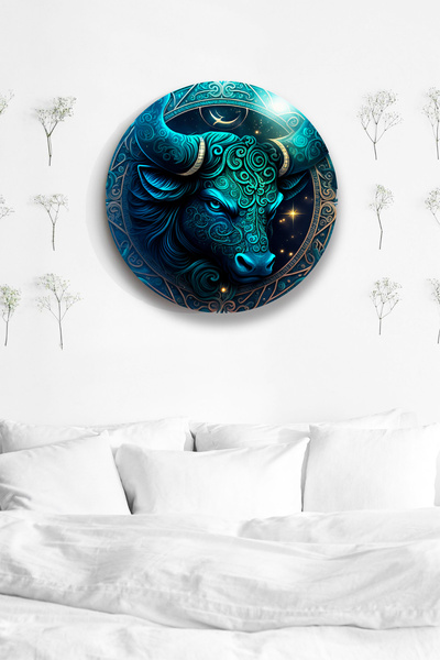 Nod Pictură de perete astrologie Taur, simbol zodiacal Pictură elegantă din lemn Mdf, acasă, birou, decorare perete