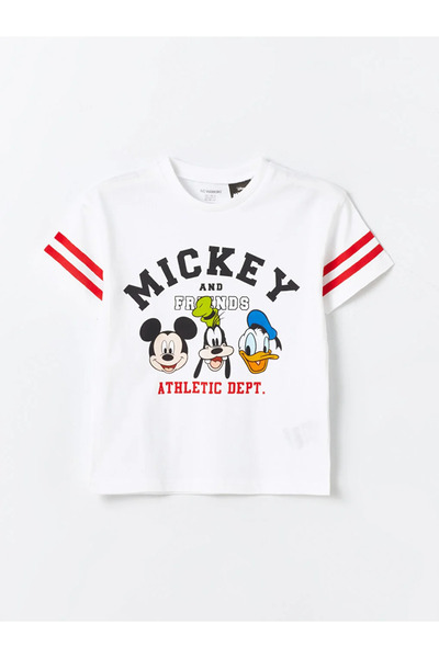 LC Waikiki LCW baby Crew Neck Krátký rukáv Chlapecké tričko Mickey Mouse s potiskem
