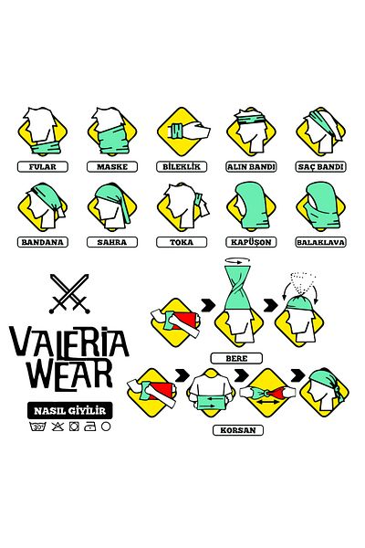 Vwear Patterned Neck Collar Buff Baf Bandana Hair Band