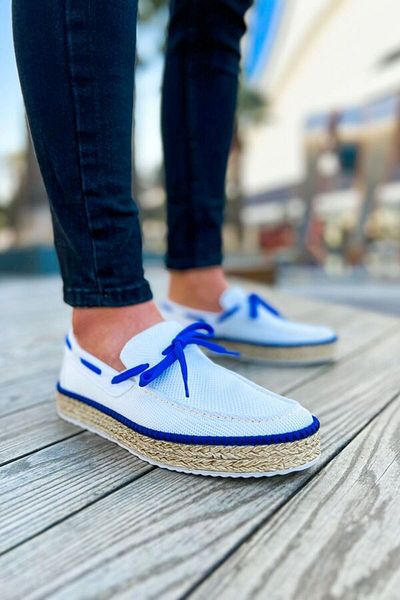 pabucmarketi Men's Casual Shoes White Saks Blue