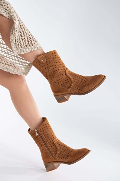 ModaBizde Taba Süet Fileli Kadın Yazlık Bot