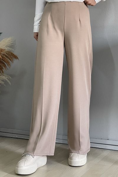 InStyle Hose mit weitem Bein und elastischer Taille - Beige