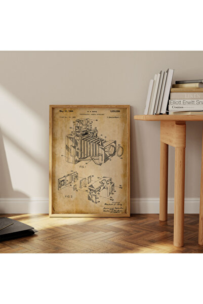 Pegziz Dekoratif Sanatsal Vintage Fotoğraf Makinesi Patent Posteri 50x70cm.