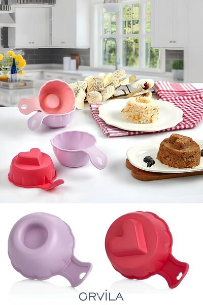 Orvila 2-Piece Rice and Dessert Mold Shaping Halva Mold - Round and Heart