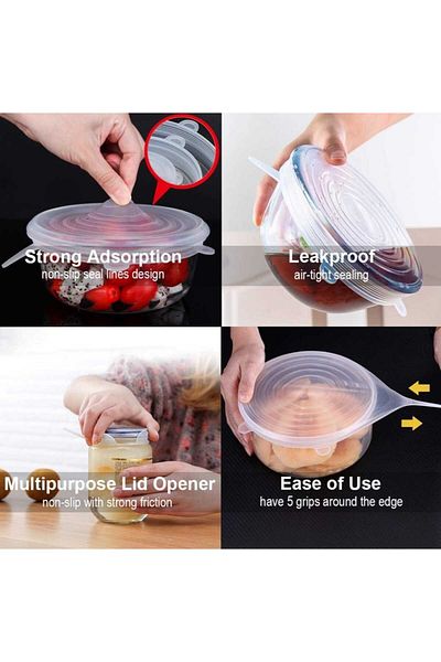 Dalian Home 6-Piece Silicone Stretch Cover - Maintaining Freshness