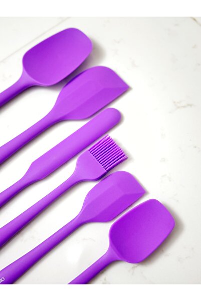 Makkam Home Set of 6 Purple Spatulas Fireproof Non-Stick Kitchen Pastry Silic...