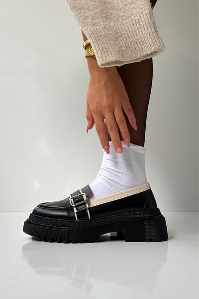 Mupa Shoes Women's Loafers BLACK BEIGE