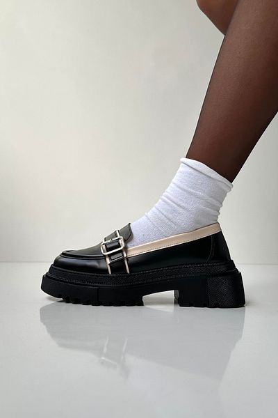 Mupa Shoes Women's Loafers BLACK BEIGE