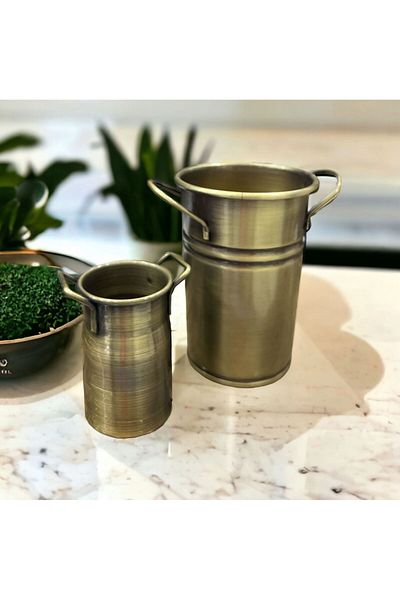 LUCKYHOMES 2 Pieces Gold Tea Candy Jar, Stainless Pulses Storage Container and 2 Pieces Presentation Set 13X9 8X5