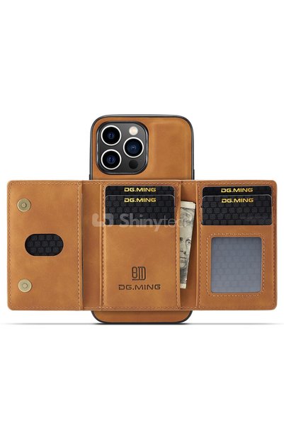 Shinytech Apple iPhone 15 Plus Compatible Leather Phone Case with Detachable Wallet Brown