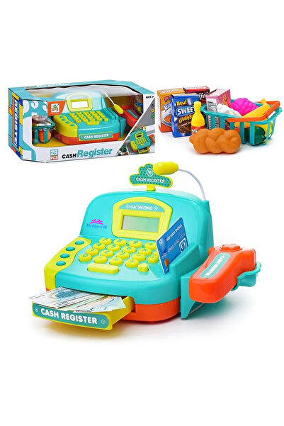 hediyecik Mikrofonlu Sesli Işıklı Market Kasa Seti Yazar Kasa Aksesuarlı 29 P...