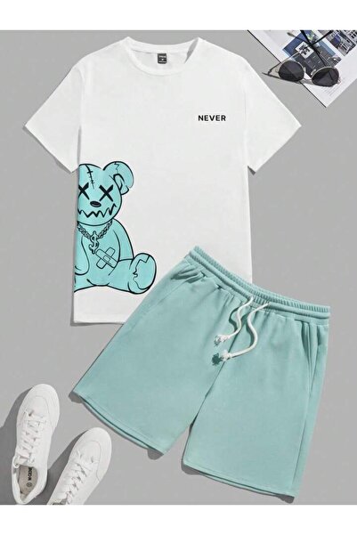 Machetta Παιδικό αρκουδάκι με εμπριμέ μπλουζάκι από βαμβακερό σορτς