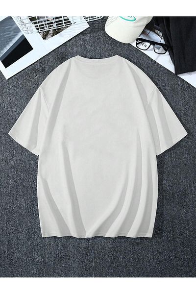 Jose Clothing Μπλουζάκι Unisex Λευκό εμπριμέ από οργανικό βαμβάκι Oversize κοντό μανίκι