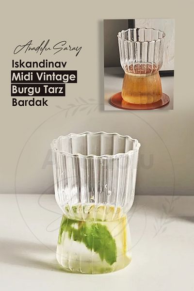 Anadolu Saray Heat Resistant Scandinavian Midi Vintage Twist Style Cup Set Twist Coffee and Presentation Cup