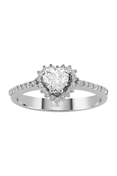 Sirius Pırlanta Pırlanta Ve Kalp Beyaz Topaz Taşlı Yüzük