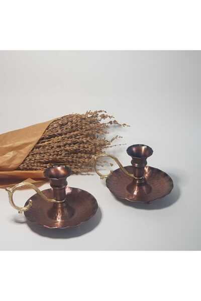 SkyFeel 2'li Set Bakır Şamdan Set Şamdan-Mumluk
