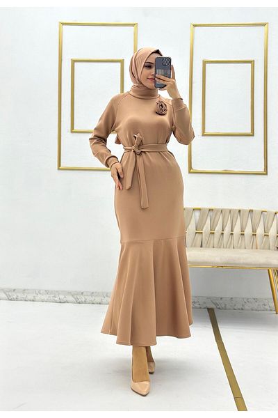 Moda Krash IMPORTED SCUBA BROOCHE DETAIL DRESS