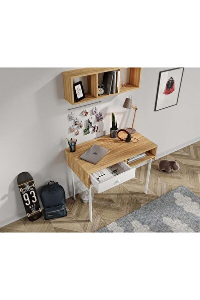 Genel Markalar MAJOR BAMBU BEYAZ ÇALIŞMA MASASI VE ÜST MODÜL