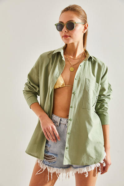 Bianco Lucci Dámská vroubkovaná košile s jednou kapsou