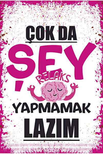 Hayat Poster çok da şey yapmamak lazım komik eğlenceli duvar yazıları ev deko...