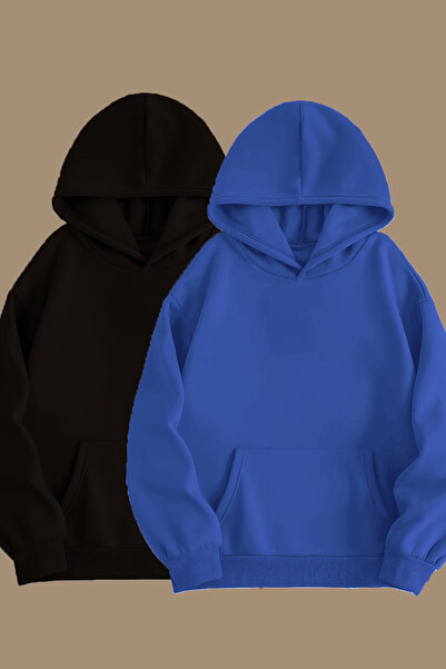 blackjack giyim Unisex sivo-crna dvodelna majica sa kapuljačom