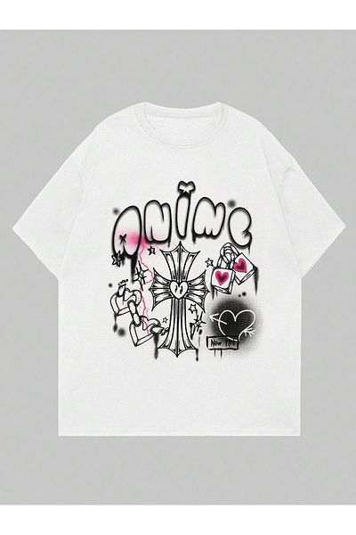 Jose Clothing Μπλουζάκι Unisex Λευκό εμπριμέ από οργανικό βαμβάκι Oversize κοντό μανίκι