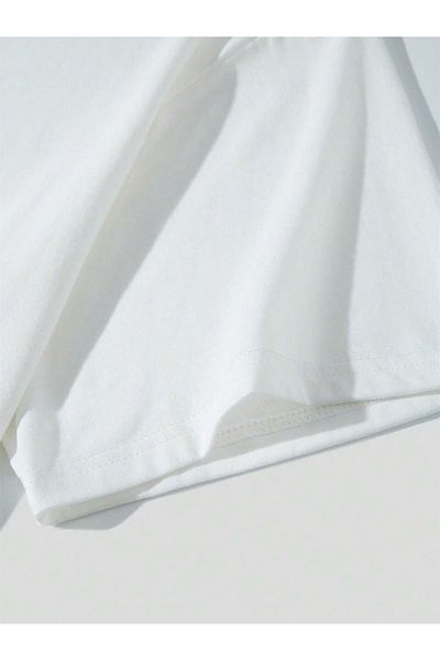 Jose Clothing Μπλουζάκι Unisex Λευκό εμπριμέ από οργανικό βαμβάκι Oversize με κοντό μανίκι