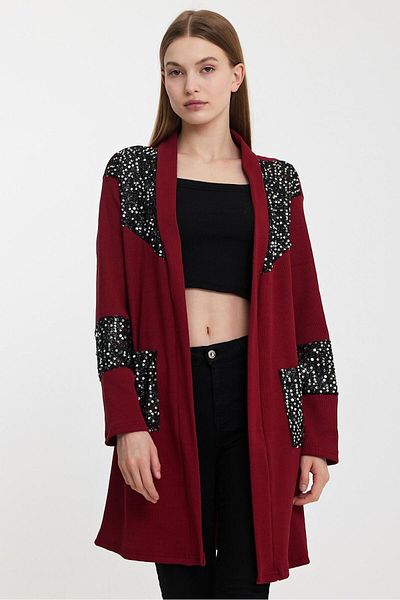 CNG MODA Sequin Embroidery Large Size Cardigan