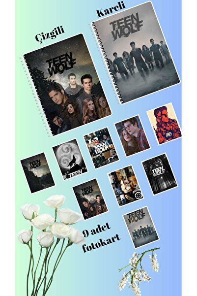 animeandyourworld teen wolf defter 2 adet  çizgili ve kareli + 9 adet fotokar...