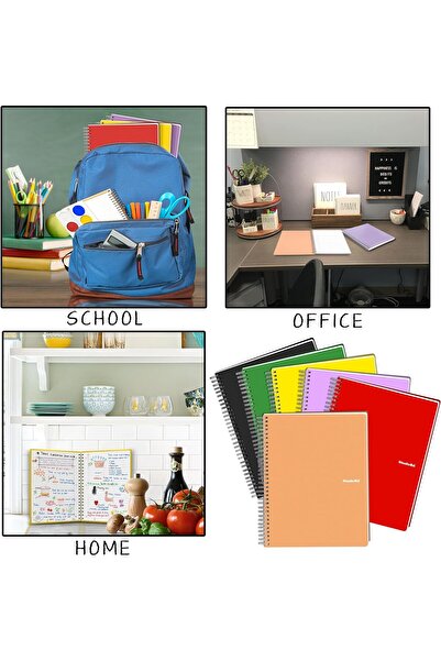 Janissary 6 قطع A4 60 ورقة غطاء PP للمدرسة دفتر حلزوني A4 (3 خطوط + 3 مربعات)