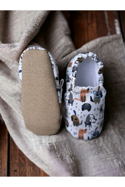 Kokopatik ,Non-Slip Sole,Organic Cotton Home Nursery Booties,Dog Pattern Booties with Glasses
