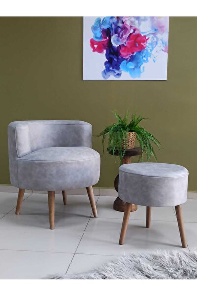 WEBPANYA Çay Seti Tekli Koltuk Berjer Ve Puf Takımı (salon, Balkon, Ofis) 2 Li Takım